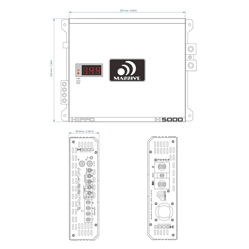 Massive Audio - H5000 - 5000 Watt RMS @ 1 Ohm Mono Block Hippo Series Amp image 4
