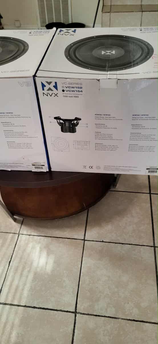 Garage Sale !!! 2 NVX 15's + NVX 5000w amp + NVX 1/0 Amp Kit + Big 3 Kit + Energie Battery $999.99