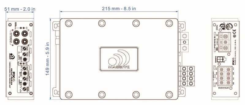 Massive Audio - PX4 - 100 Watts RMS x 4 @ 4 Ohm 4 Channel Amp image 4