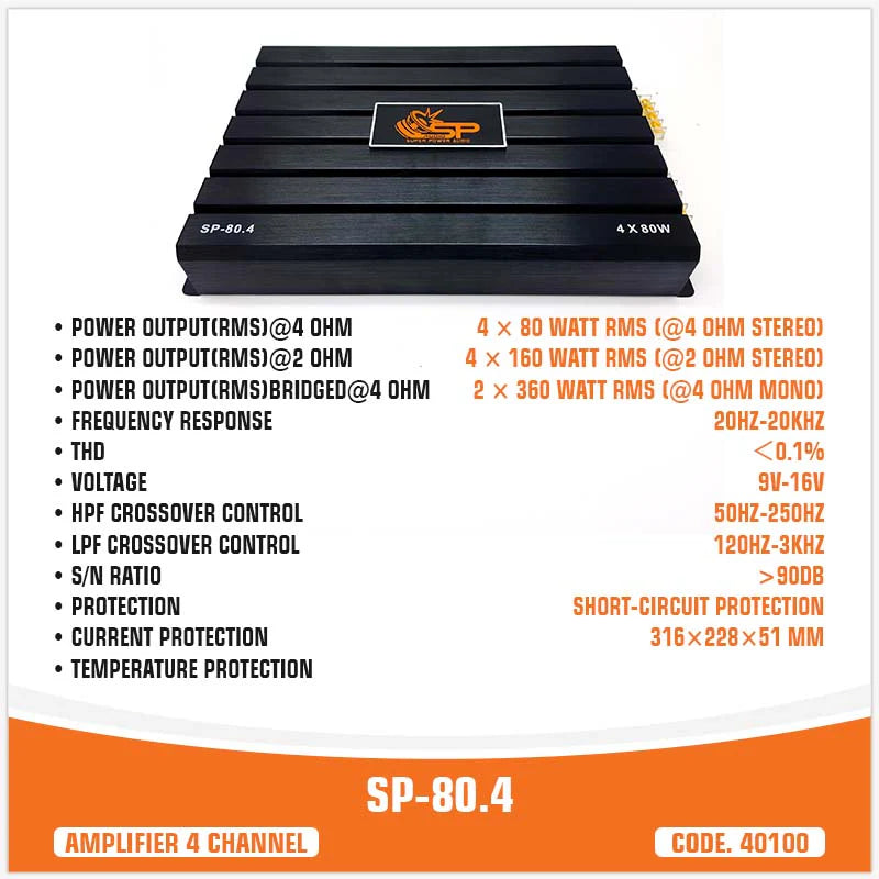 SP Audio - 80.4 Amplifier (UNIT PRICE)