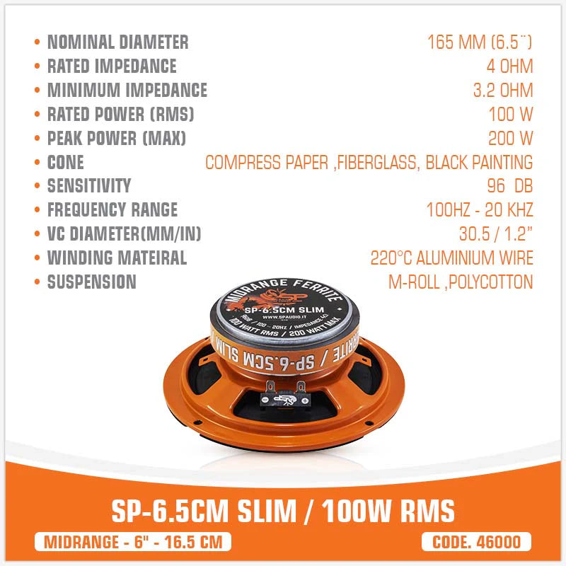 SP Audio - SP 6.5CM SLIM MIDRANGE SUPER SLIM 6,5"/16,5CM 100W RMS image 5