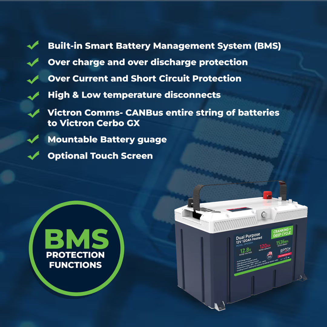 Epoch Batteries - DP12120H -12V 120Ah LiFePO4 Cranking & Deep Cycle Lithium Dual image 8