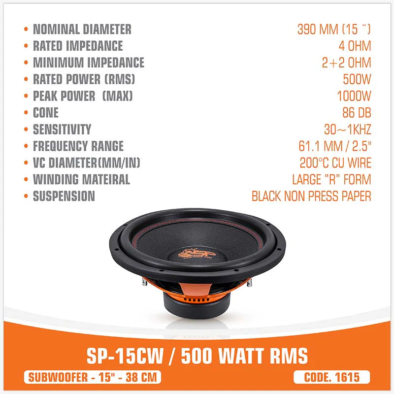 SP Audio - SP 15CW ENTRY LEVEL SUBWOOFER 15"/38CM 400W RMS image 5