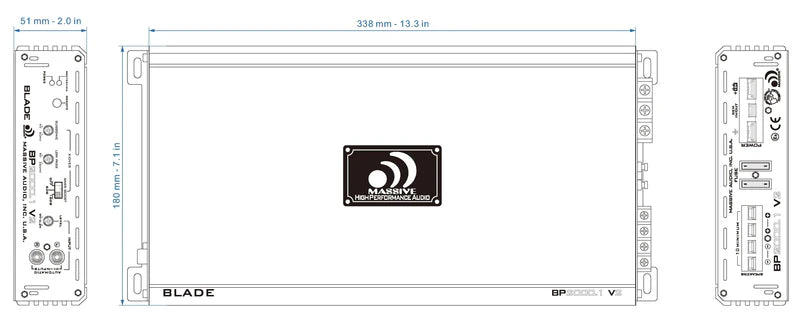 Massive Audio - BP2000.1 V2 - 1000 WATTS RMS X 1 @ 1 OHM DIGITAL MONO AMP image 4