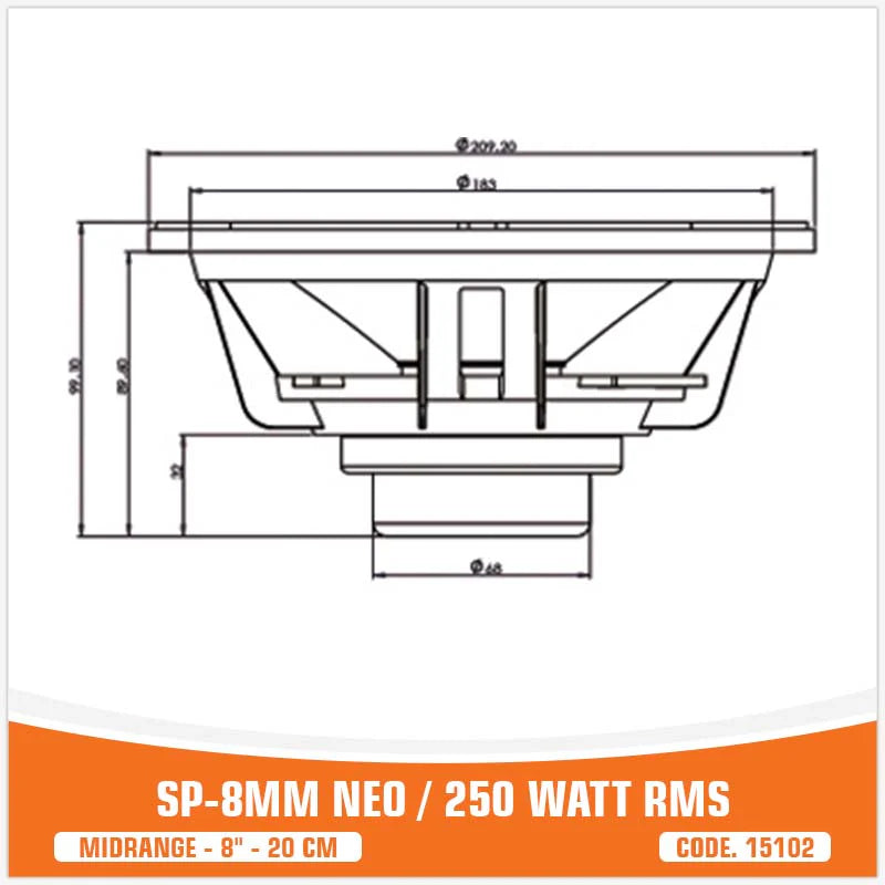 SP Audio - SP 8MM MIDRANGE EXTREME 8"/20CM 250W RMS image 7