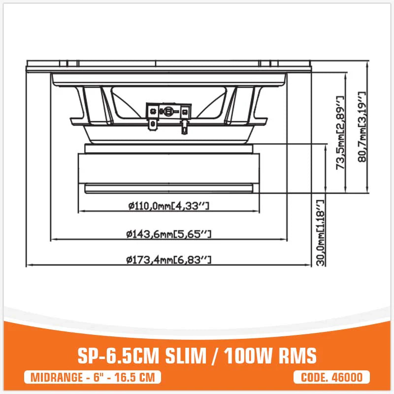 SP Audio - SP 6.5CM SLIM MIDRANGE SUPER SLIM 6,5"/16,5CM 100W RMS image 8