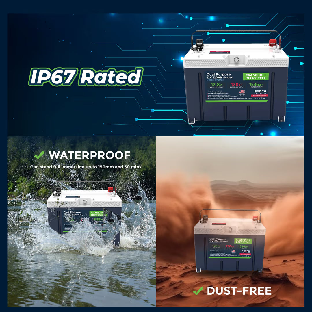 Epoch Batteries - DP12120H -12V 120Ah LiFePO4 Cranking & Deep Cycle Lithium Dual image 3