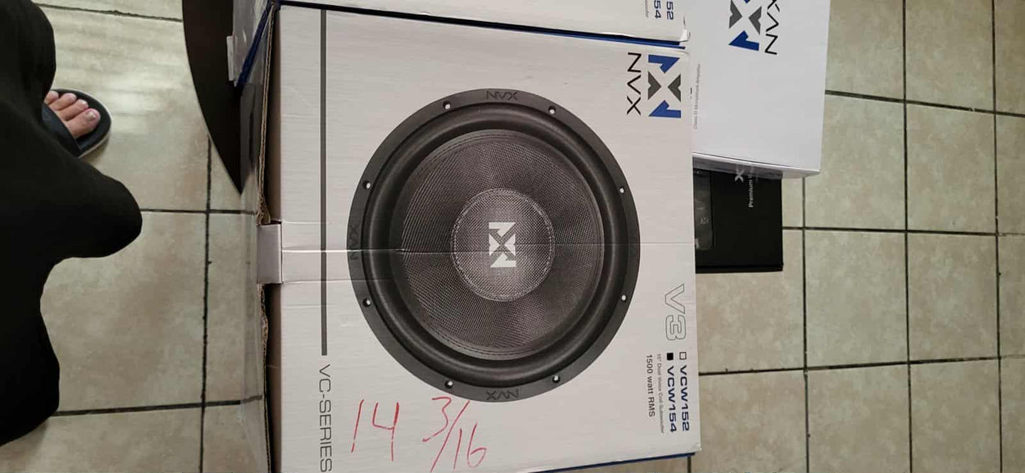 Garage Sale !!! 2 NVX 15's + NVX 5000w amp + NVX 1/0 Amp Kit + Big 3 Kit + Energie Battery $999.99