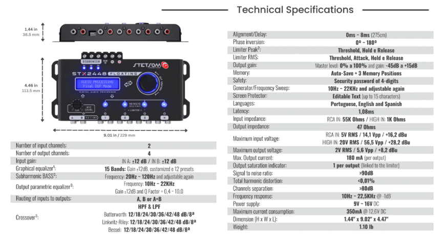 Stetsom STX2448 FLOATING Full Pro DSP Digital Signal Processor, Crossover & Eq image 10