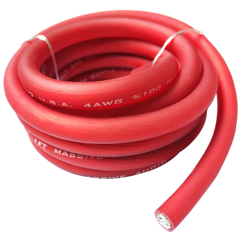 Massive Audio -P4-100R - 4 AWG 100 Foot Red 100% Copper Oxygen Free Silver Tinne image 1