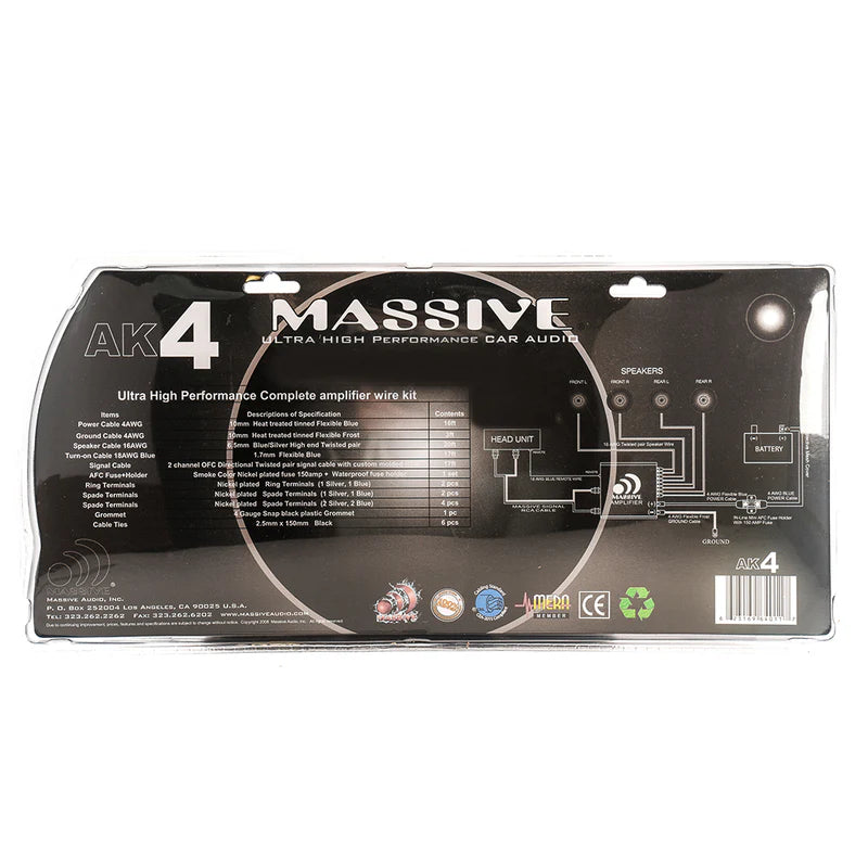 Massive - AK4 - 4 AWG Full Wire Kit Silver Tinned 100% O2 Free Pure Twisted Copp image 1