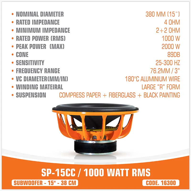 SP Audio - SP 15CC SUBWOOFER 15"/38CM 1000W RMS image 4