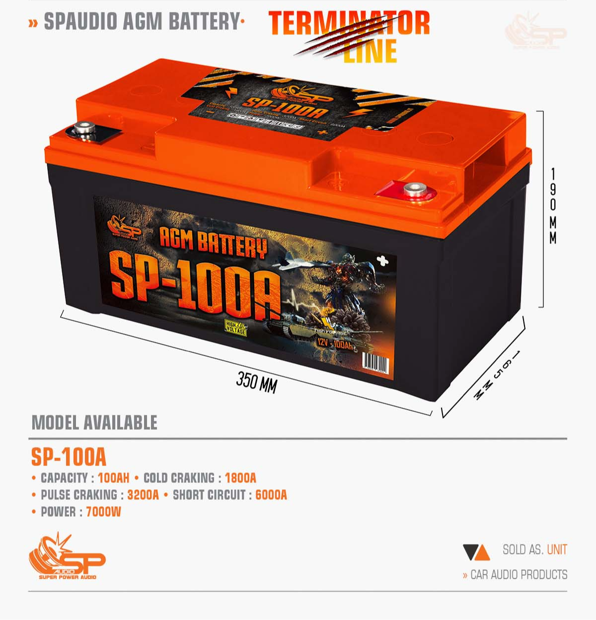 SP Audio - SP 100A AGM BATTERY LONG LIFE SPL image 1