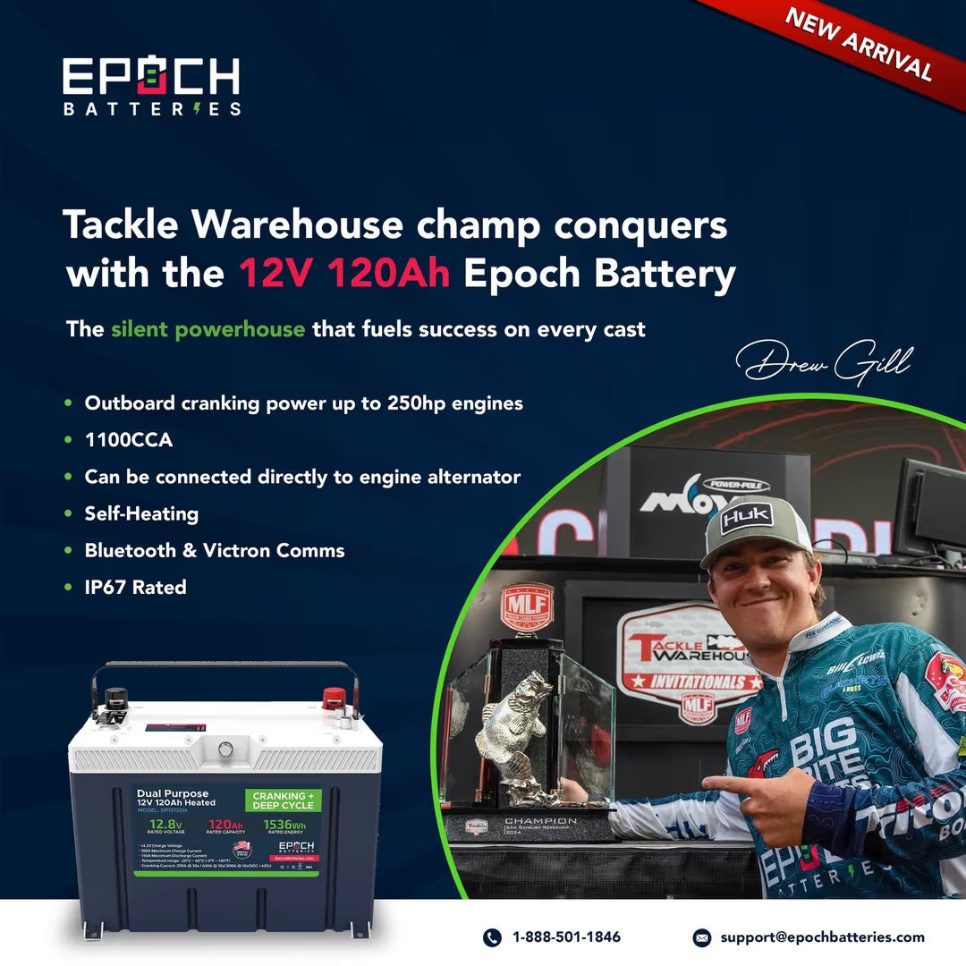 Epoch Batteries - DP12120H -12V 120Ah LiFePO4 Cranking & Deep Cycle Lithium Dual image 2
