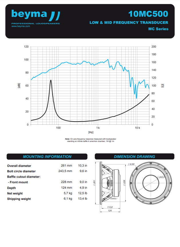Beyma - 10MC500-8 - 10" HIGH QUALITY MID-BASS 500w image 2