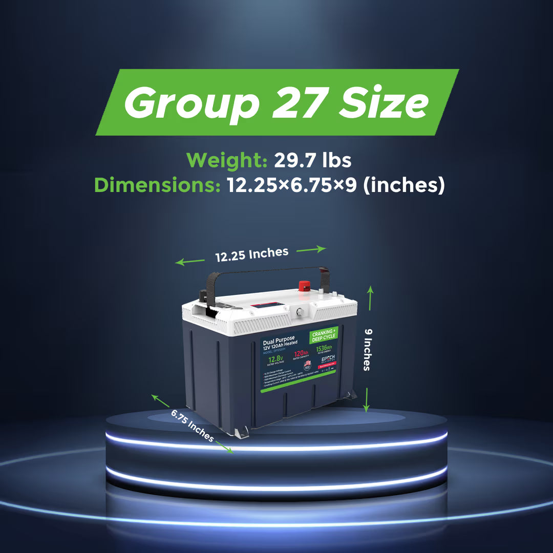 Epoch Batteries - DP12120H -12V 120Ah LiFePO4 Cranking & Deep Cycle Lithium Dual image 9