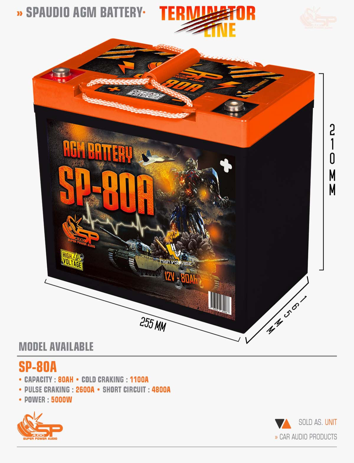 SP Audio - SP 80A AGM BATTERY LONG LIFE SPL image 1