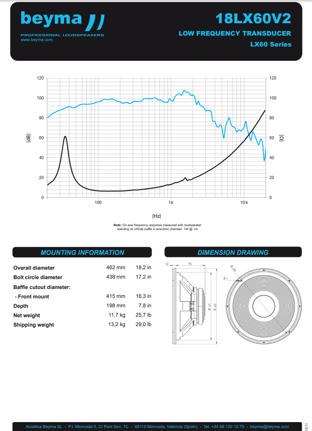 Beyma - 18LX60v2 - SPEAKER HANDLES 700 WATTS RMS image 2