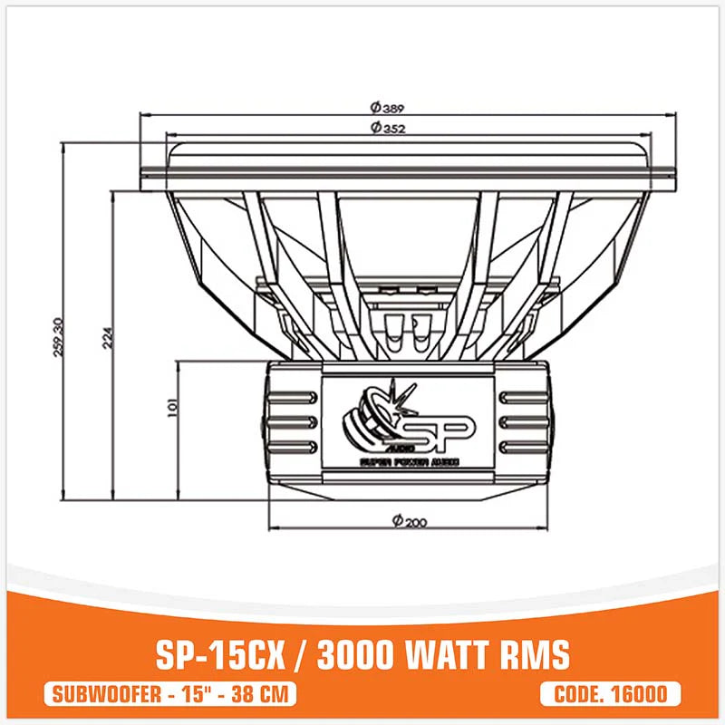 SP Audio - SP 15CX SUBWOOFER 15"/38CM 3000W RMS image 4