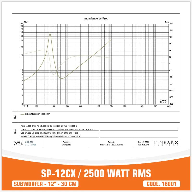 SP Audio - SP 12CX SUBWOOFER 12"/30CM 2500W RMS image 6