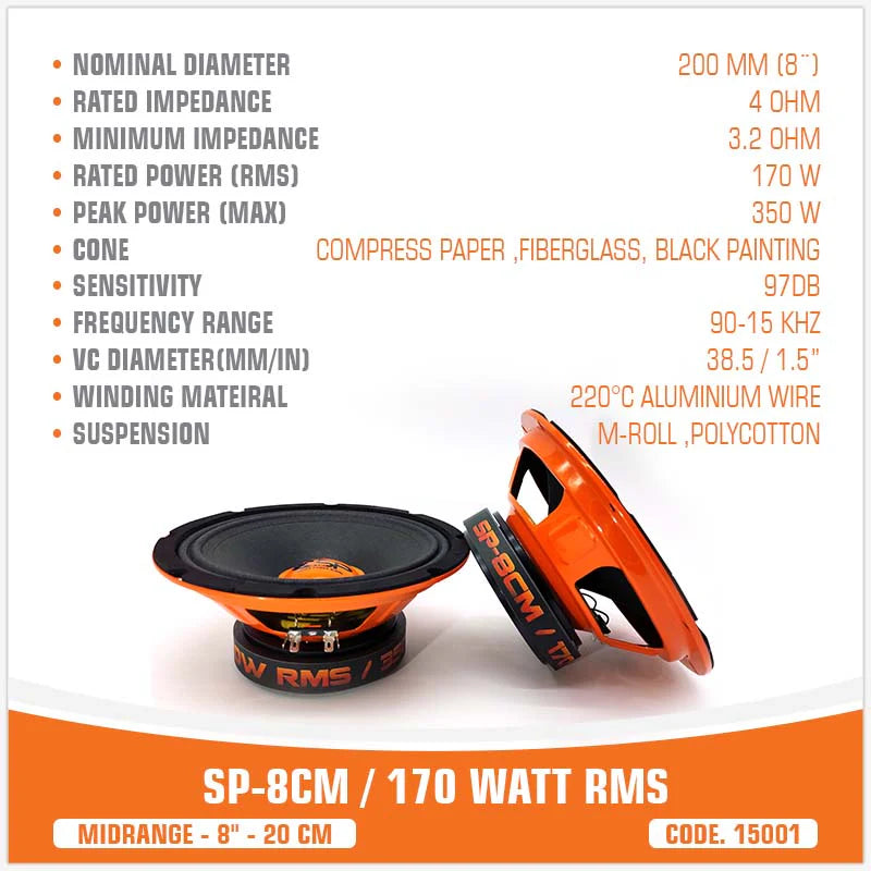 SP Audio - SP 8CM MIDRANGE BEST SELLER 8"/20CM 150W RMS image 5
