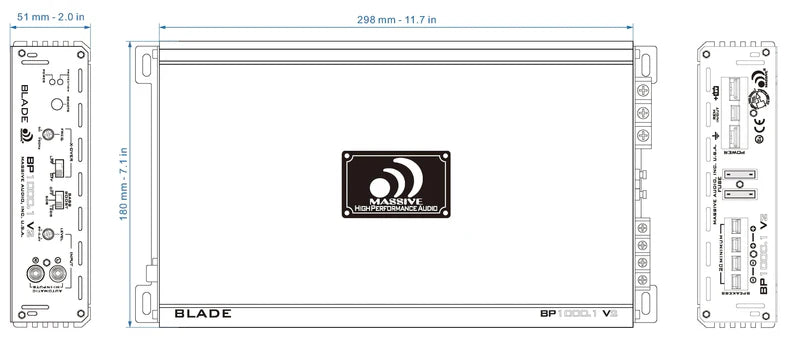 Massive Audio - BP1000.1 V2 - 455 Watts RMS @ 2 Ohm Full Range Mono Amp image 3