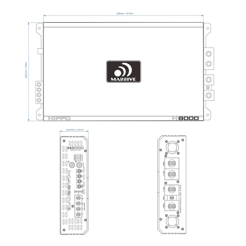 Massive Audio - H8000 - 8000 Watt RMS @ 1 Ohm Mono Block Hippo Series Amp image 3