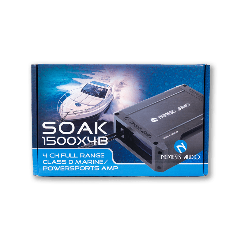 Nemesis Audio | SOAK-1500X4B | 4-CH | Waterproof Marine Amplifier w/ Bluetooth