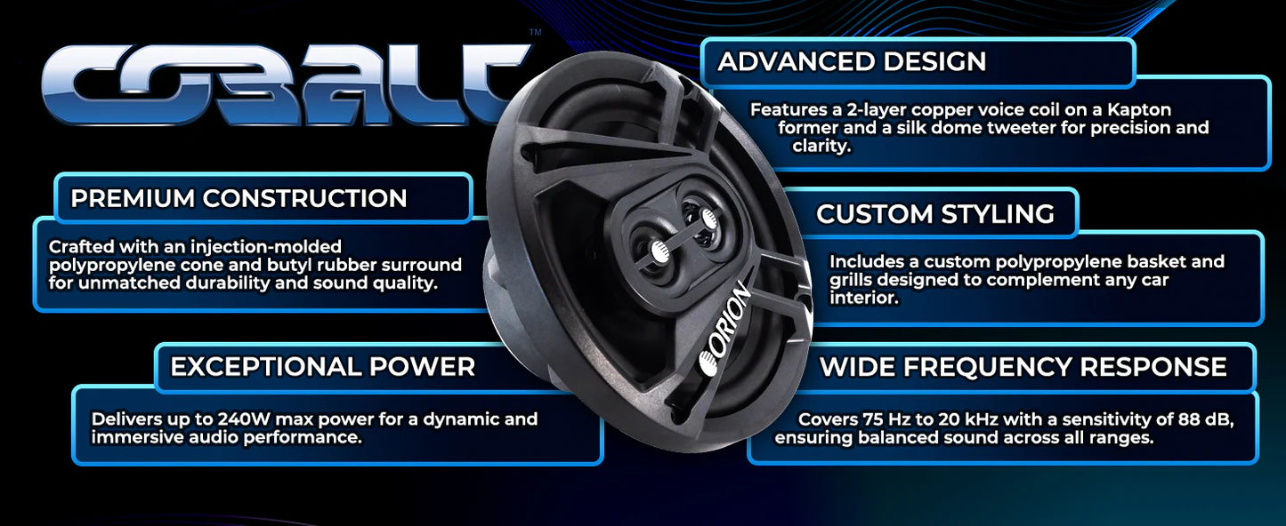 Orion - CB653 - 6.5" 3-Way Coaxial Speakers 60 Watts RMS | 240 Watts MAX