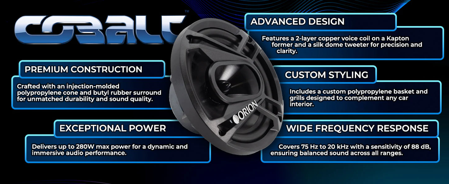 Orion - CB65C 6.5" 2-Way Component Speaker Set 70 Watts RMS | 280 Watts MAX