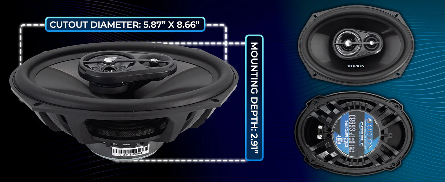 Orion - CB693 - 6x9" 3-Way Coaxial Speakers 80 Watts RMS | 320 Watts MAX