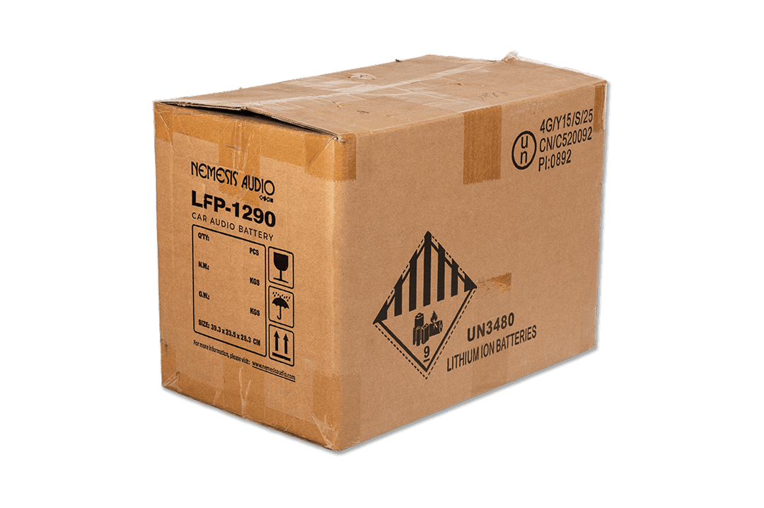 Nemesis Audio - LFP-1290 - 12V 90Ah LiFePO4 battery with 10,000W rating. Heavy-duty lithium power for extreme systems.