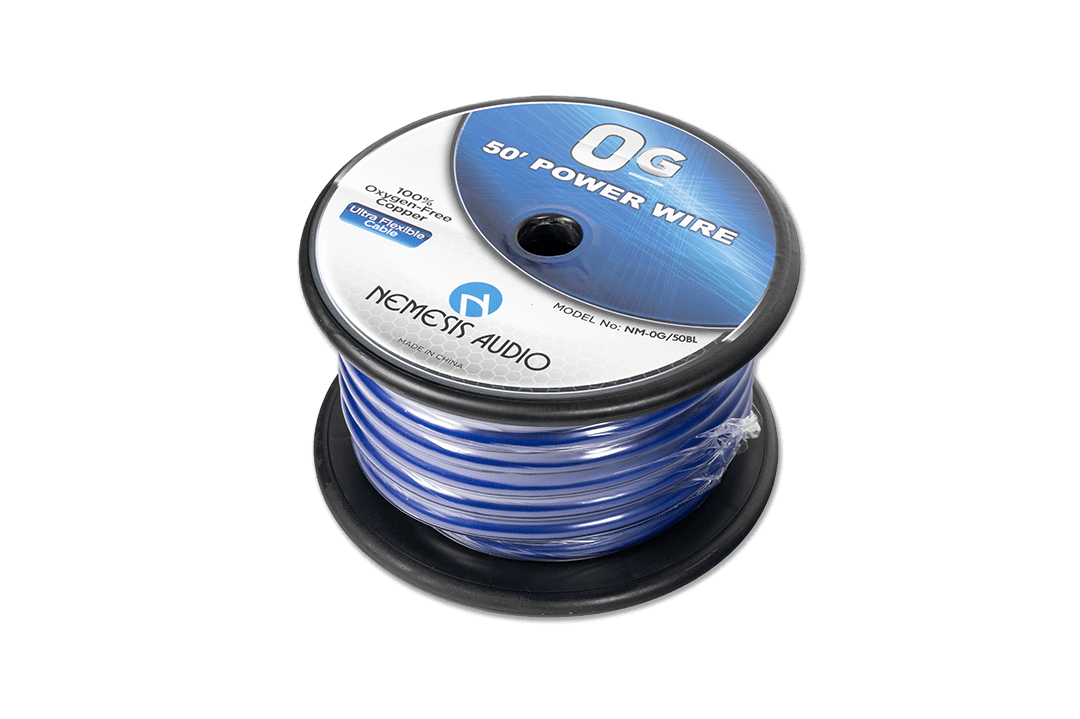 Nemesis Audio | NM-0G/50BL | 0-gauge | 50ft | Blue power wire. flexible