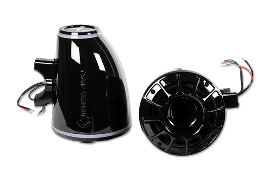 Nemesis Audio - WAKE-6.5 - 6.5″ marine (boat) tower speakers, 300W RMS / 600W peak, horn-loaded compression driver, RGB lighting, IP65 rating.