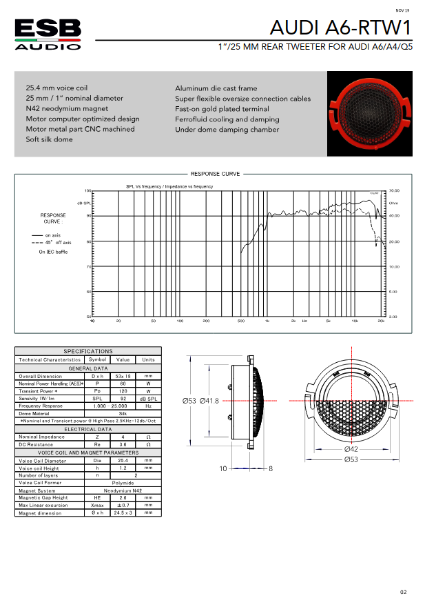 ESB Audio A4/Q5-Rear-165 6000 Series 8” 2-Way Front Speaker System for Audi A4/Q5