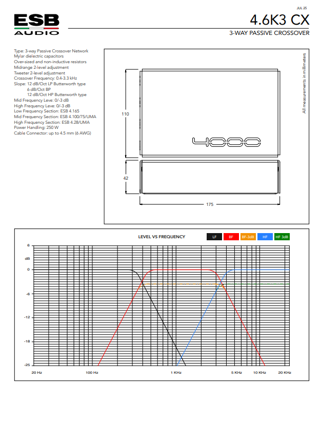 ESB Audio | 4.6K3 CX | 3-Way Passive Crossover