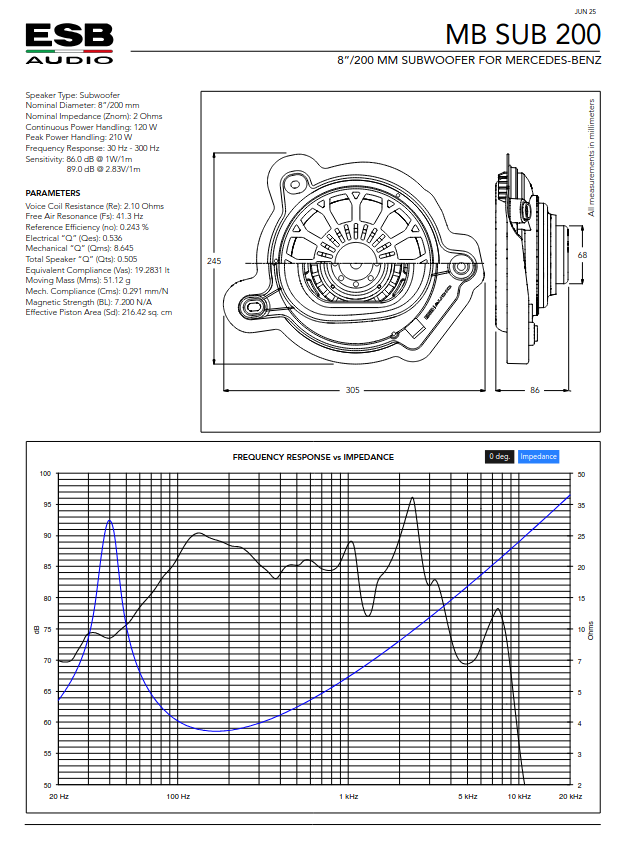 ESB Audio | MB Sub 200 | Subwoofer System for Mercedes-Benz