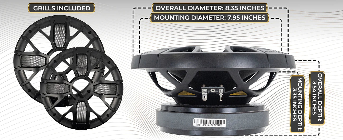 Orion - 8" 4 Ohm 350w RMS Shallow Neodymium Midrange Speakers