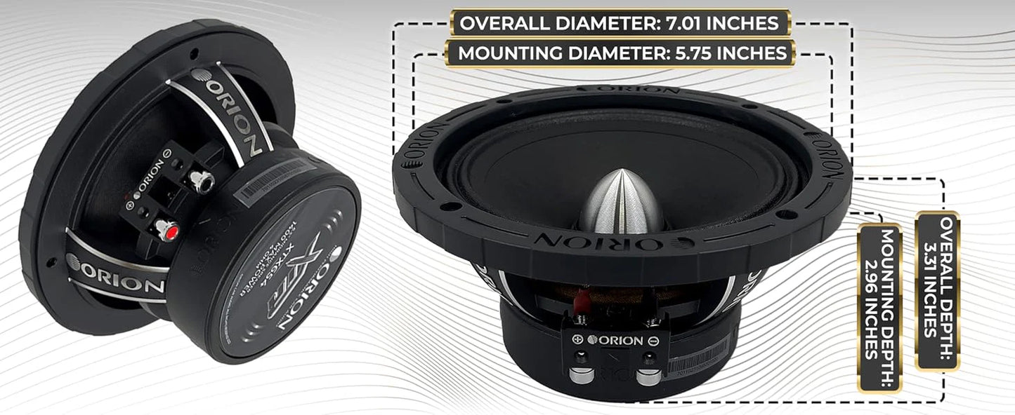 Orion - 6.5" 4 Ohm 350w RMS High Efficiency Midrange Speakers