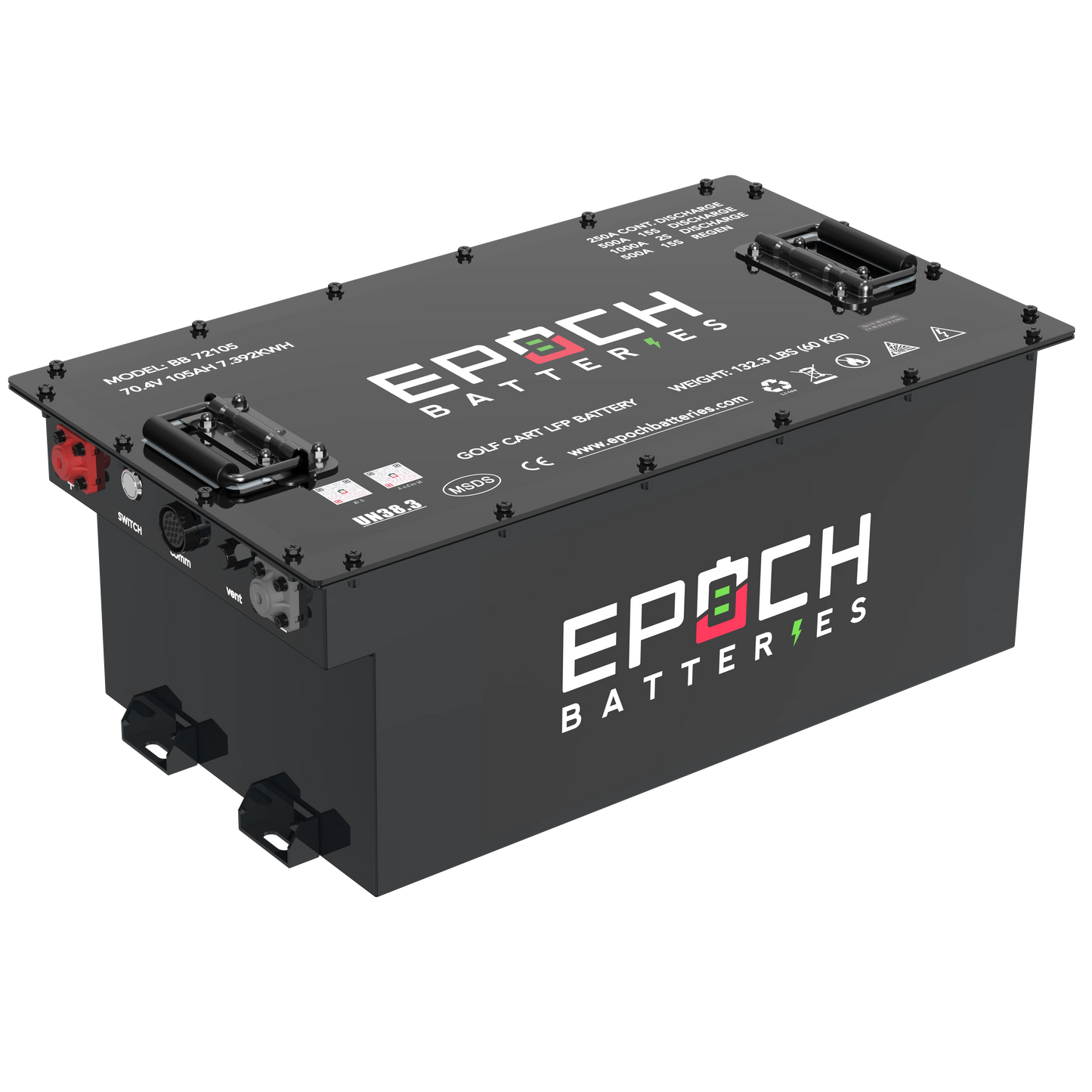 Epoch Batteries- 70.4V (72V) 105ah - LiFePO4 Golf Cart Batt - Complete kit image 0