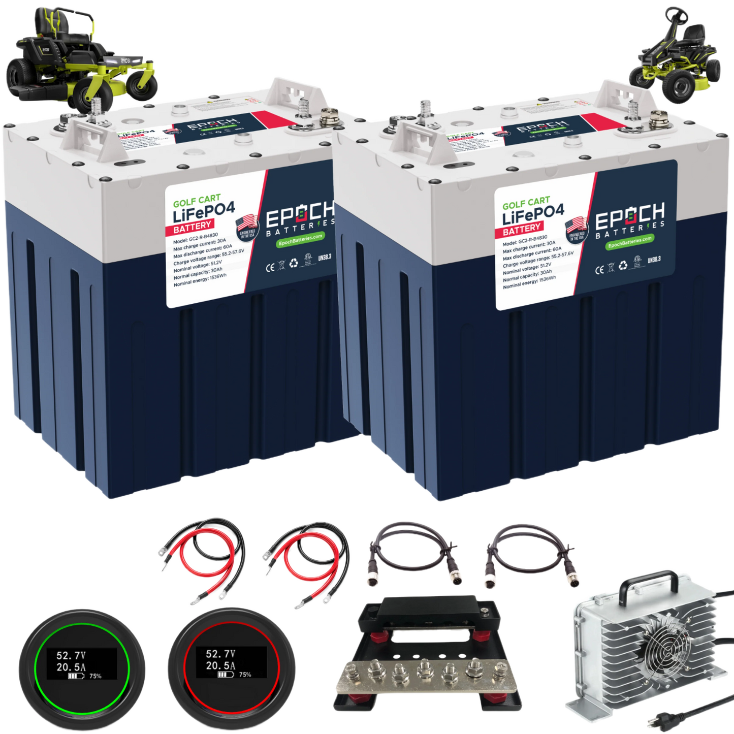 Epoch Batteries - 48V 60Ah Ryobi Electric Lawn Motor - Lithium Battery Kit image 0