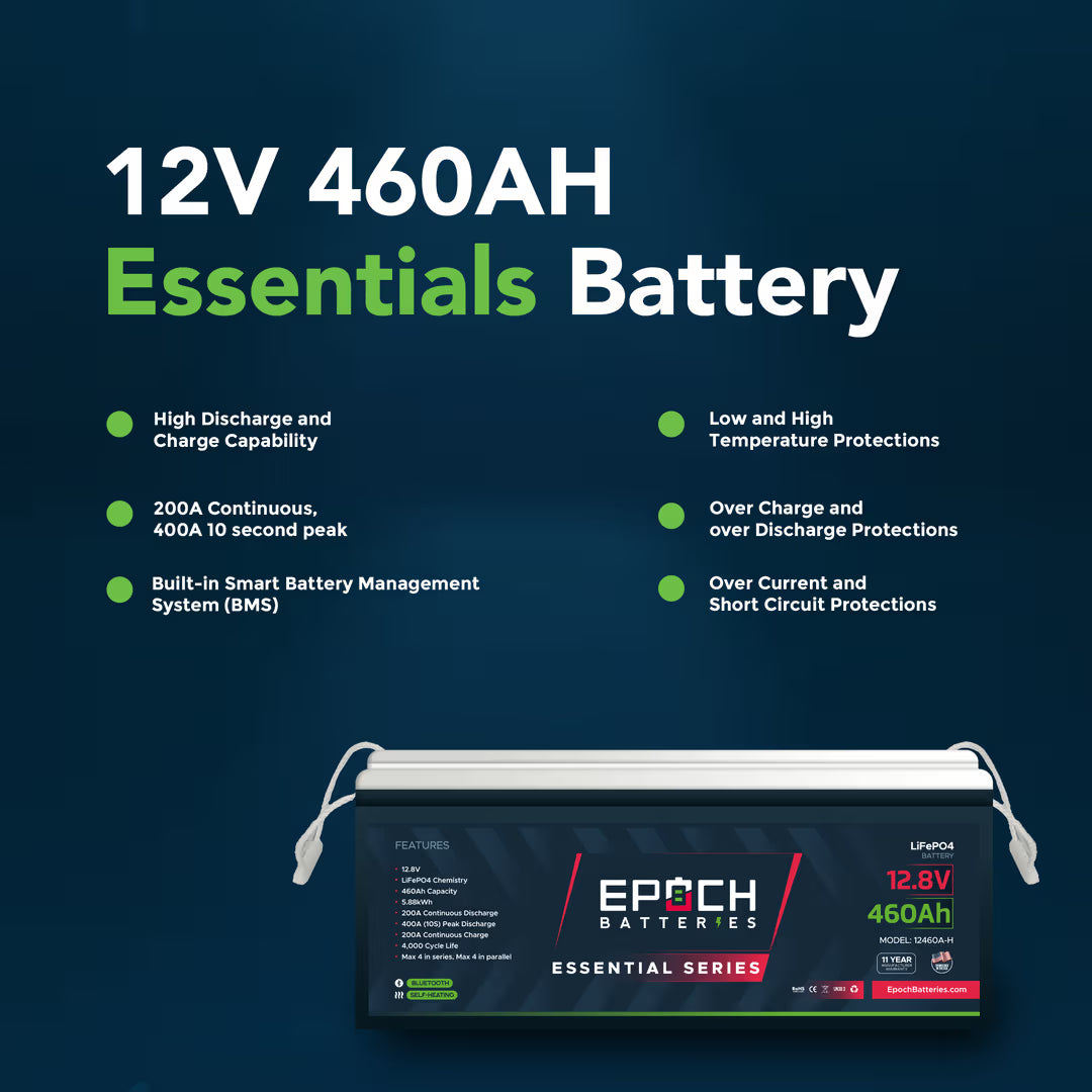 Epoch Batteries - 12460A-H - 12V 460Ah Bluetooth & Heated LiFePO4 Batt image 2