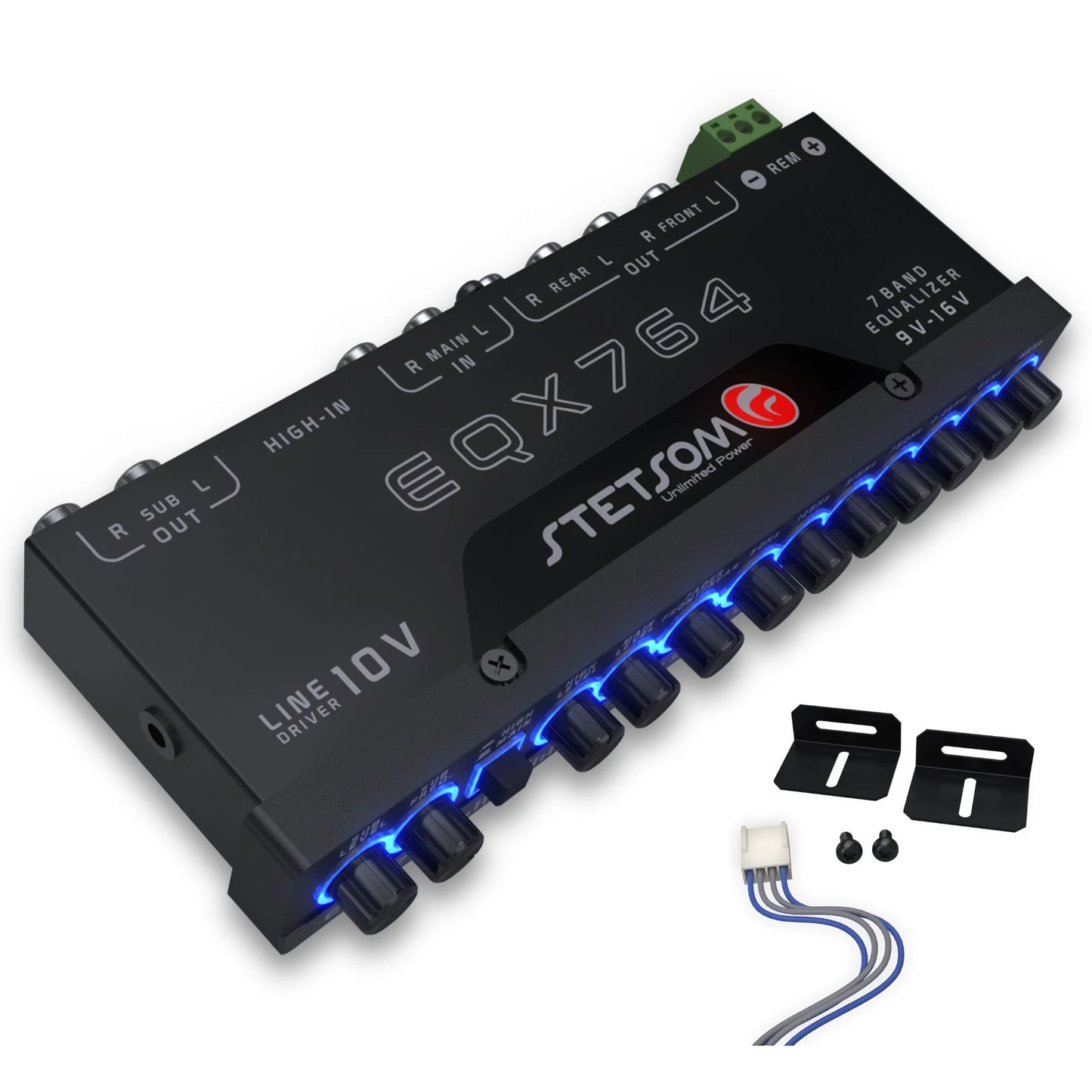 Stetsom EQX764 Graphic Equalizer 7 Band Equalization Modern Blue LED image 1