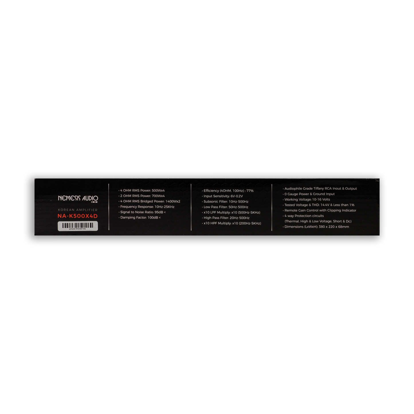 Nemesis Audio - NA-K500X4D 500W x 4 Class D 4-Channel Car Amp -Made in Korea image 4