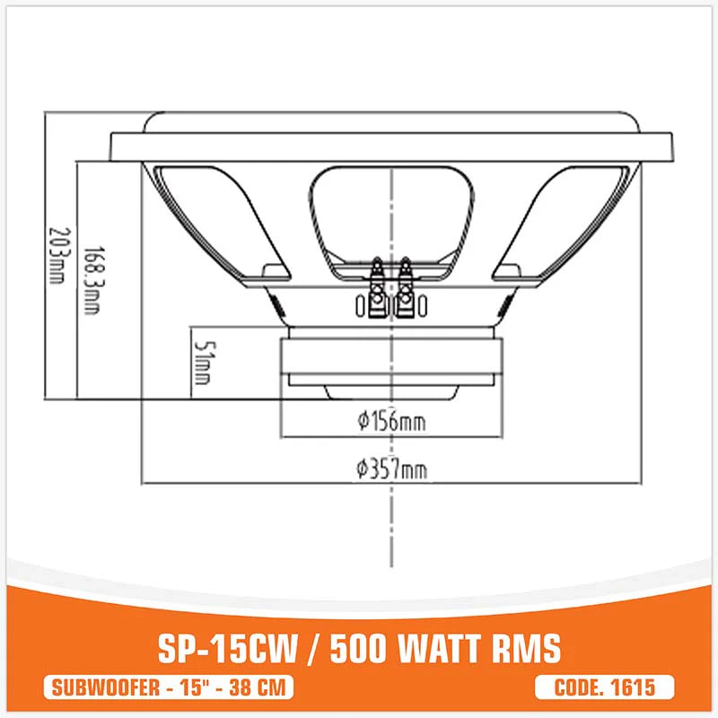 SP Audio - SP 15CW ENTRY LEVEL SUBWOOFER 15"/38CM 400W RMS image 8