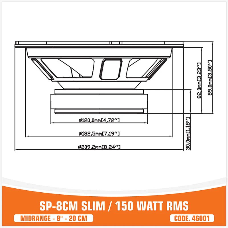SP Audio - SP 8CM SLIM MIDRANGE SUPER SLIM 8"/20CM 150W RMS image 6