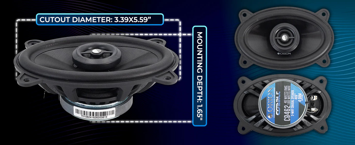 Orion - CB462 - 4x6" 2-Way Coaxial Speakers 40 Watts RMS | 160 Watts MAX