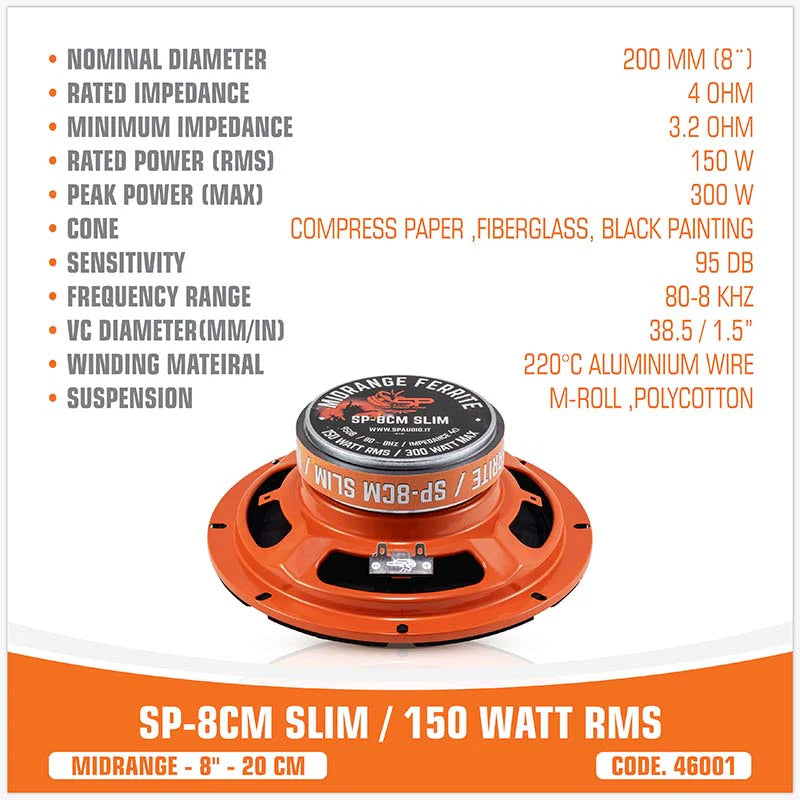 SP Audio - SP 8CM SLIM MIDRANGE SUPER SLIM 8"/20CM 150W RMS image 4