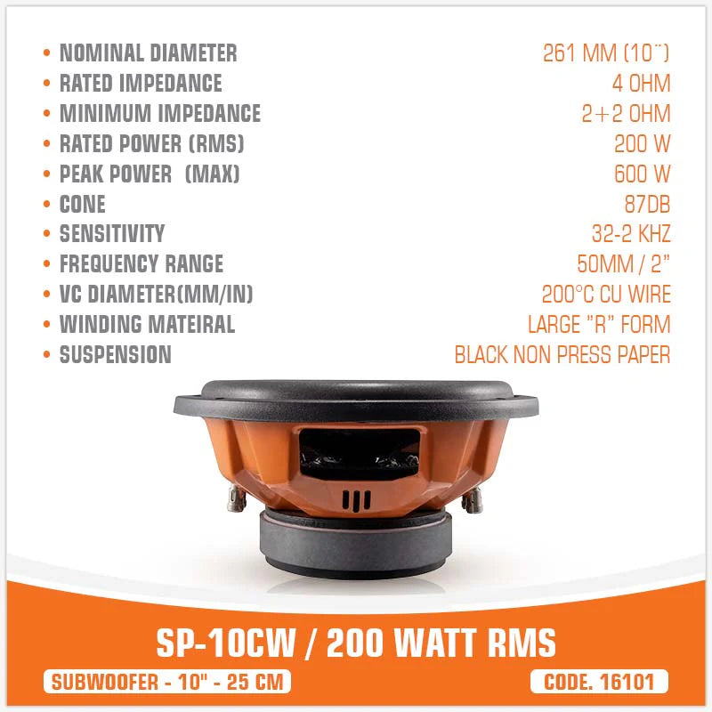 SP Audio - SP 10CW ENTRY LEVEL SUBWOOFER 10"/25CM 200W RMS image 5