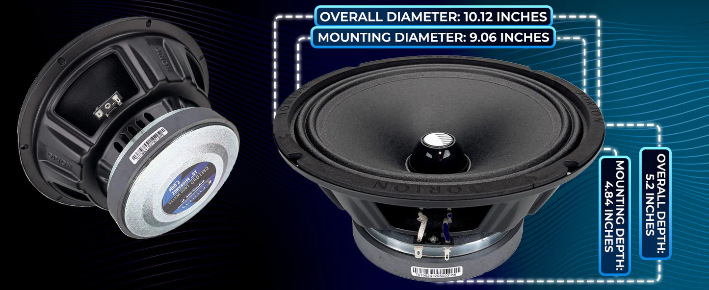 Orion - CM1052 - 10 Inch 2 Ohm Midrange Speaker 350 Watts RMS (Single Unit)
